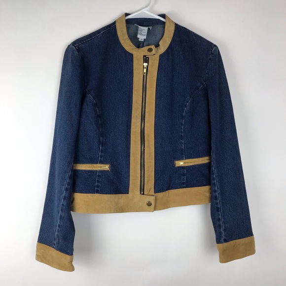 Newport News Jackets & Blazers - Newport News Blue Jean Jacket trimmed in leather